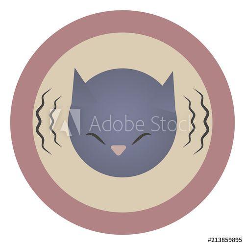 Round White with Blue Lines Logo - Vector round pink icon icon head of a gray blue mournful painted cat ...