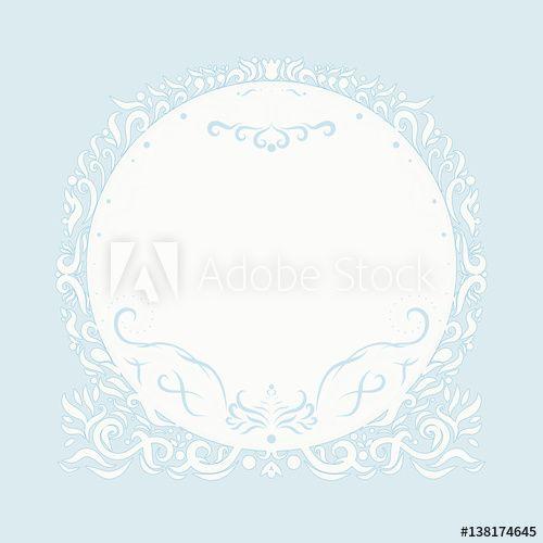 Round White with Blue Lines Logo - Elegant white round frame on a blue background, painted lines