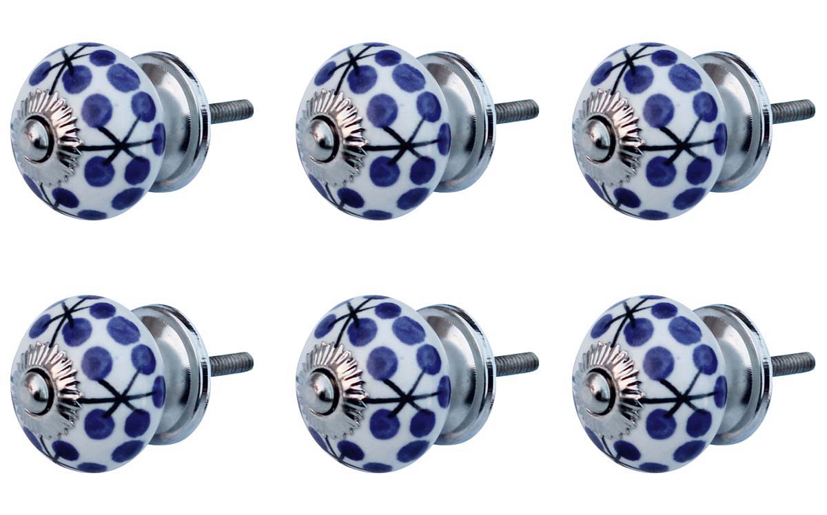 Round White with Blue Lines Logo - Bulk Wholesale Handmade Round White Knobs / Pulls in Ceramic & Metal ...