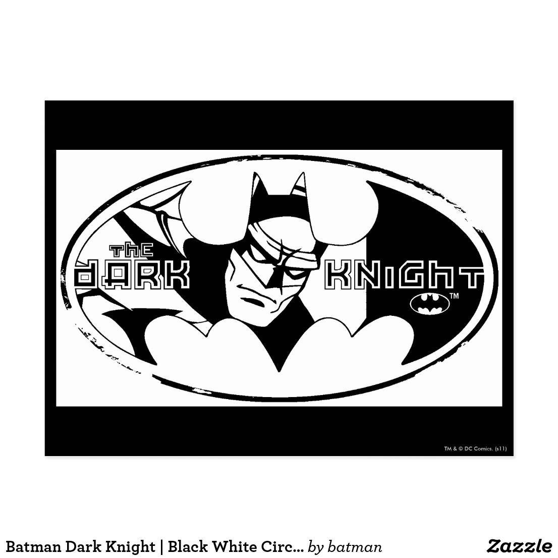 Batman Black and White Circle Logo - Batman Dark Knight | Black White Circle Logo Postcard | DC Comic ...
