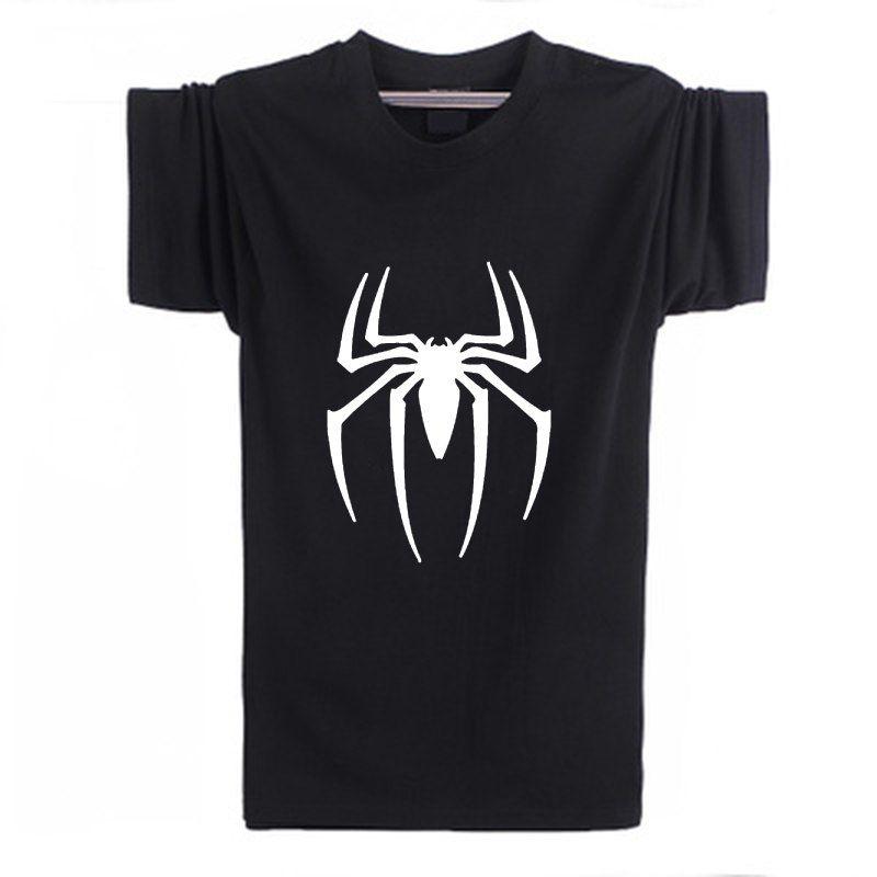 New Spider -Man Logo - New Spider man Logo Print T shirt Men Black Superhero Fashion T