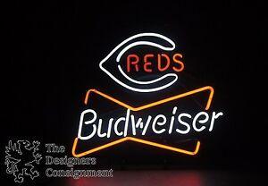 Reds Beer Logo - Budweiser Brand Beer Cincinnati Reds Baseball Logo Neon Bar Sign ...