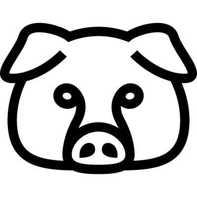 Hog Face Logo - Pig Outline Group with items