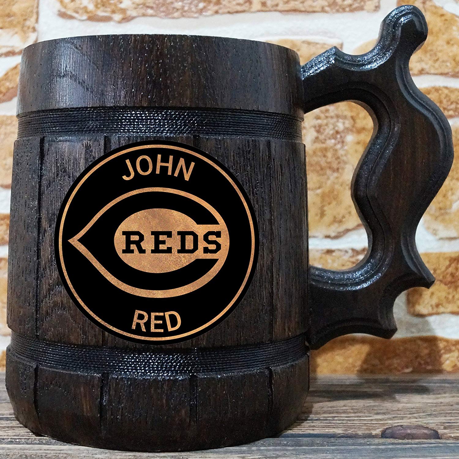 Reds Beer Logo - Cincinnati Reds Beer Mug, Baseball Wooden Beer Stein