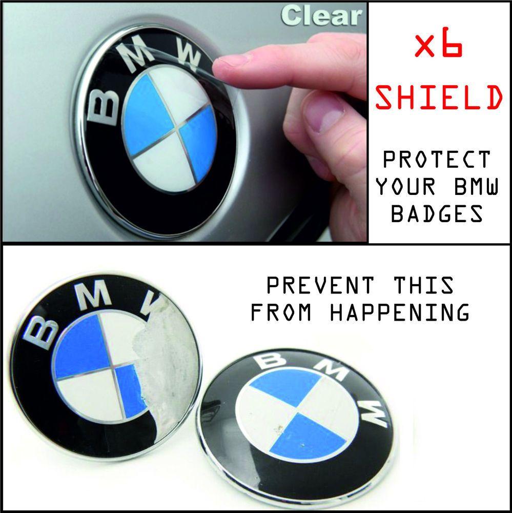 Clear Shield Logo - x7 BMW EMBLEMS SHIELD Badges Roundel Rims Wheel Caps Hood Trunk