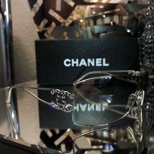 Clear Shield Logo - Chanel Sunglasses Swarovski Crystal 4072 B CC Logo Silver Clear