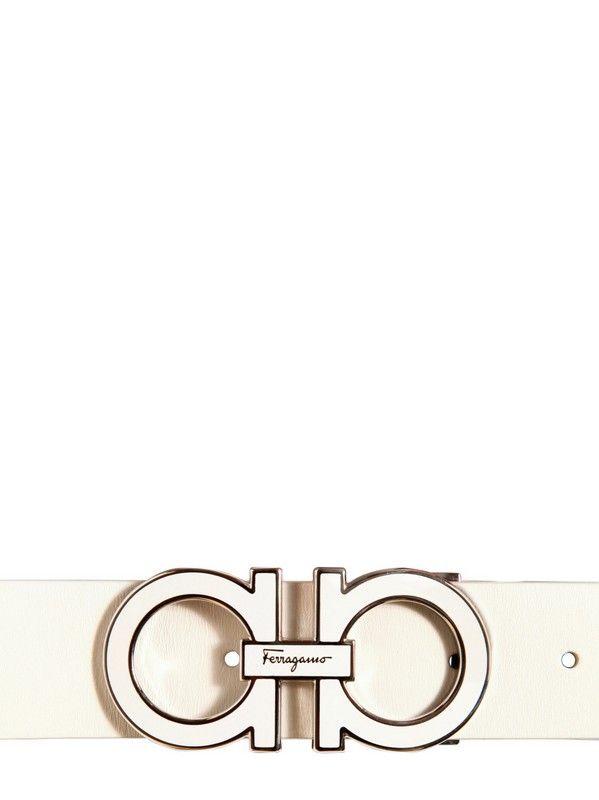 Ferragamo Logo - Lyst Adjustable Leather Double Logo Belt in White