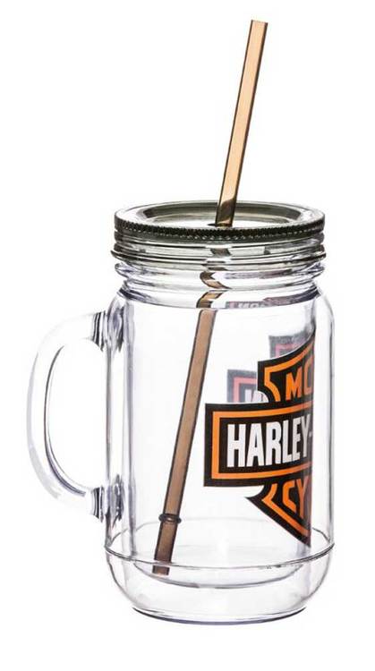 Clear Shield Logo - Harley Davidson® Bar & Shield Logo Mason Jar Mug, 20oz Clear W