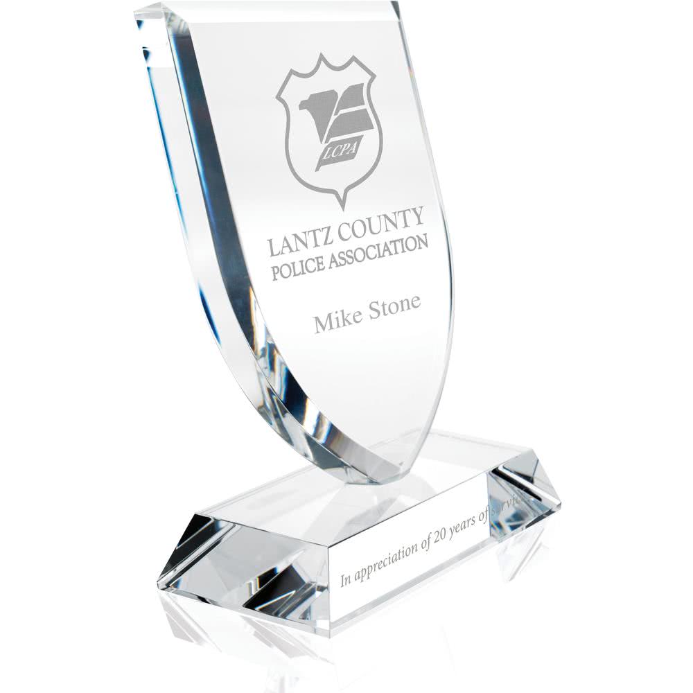 Clear Shield Logo - Promotional Shield Awards with Custom Logo for $158.71 Ea.