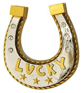 Lucky Horse Shoe Logo - HORSE SHOE CAR EMBLEM, RHINESTONE HORSESHOE, LUCKY HORSESHOE: Amazon