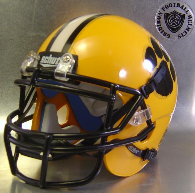 Black and Yellow Wildcats Logo - high school mini football helmets