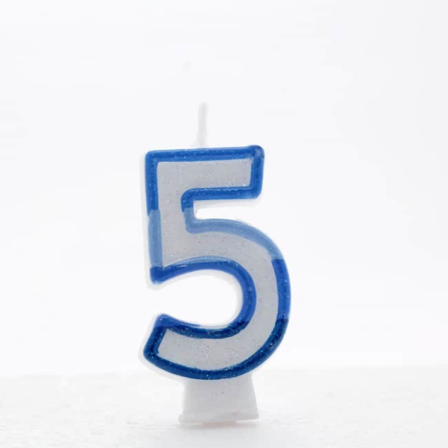 Blue Number 5 Logo - Age Number 5 - Blue - Double Sided - Numeral Birthday Cake Candle ...