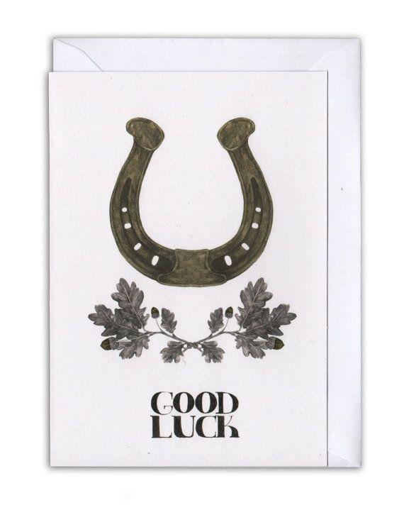 Lucky Horse Shoe Logo - CLEARANCE - Good Luck Card with Lucky Horseshoe - Illustrated Card ...