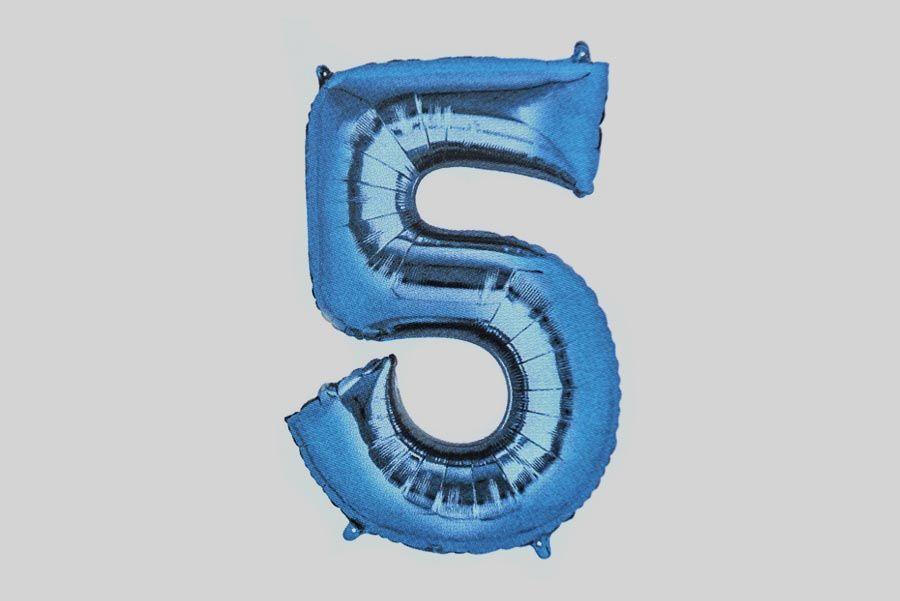 Blue Number 5 Logo - Giant Blue Number 5 Helium Balloon - Five | Pink Banana - Helium ...