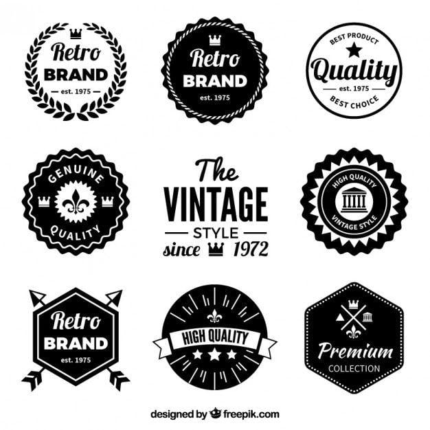 Black and White Vector Logo - Retro black badges Vector