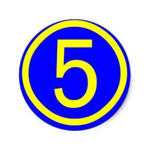 Blue Number 5 Logo - Number 5 Stickers & Labels | Zazzle UK