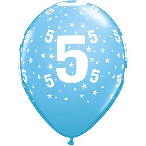 Blue Number 5 Logo - inch Number 5 Stars Pale Blue Latex Balloons (6) 11 Number 5