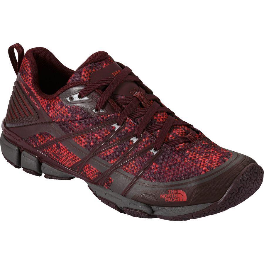 Red Triangle Face Logo - The North Face Litewave Ampere Trail Running Shoe - Deep Garnet Red ...