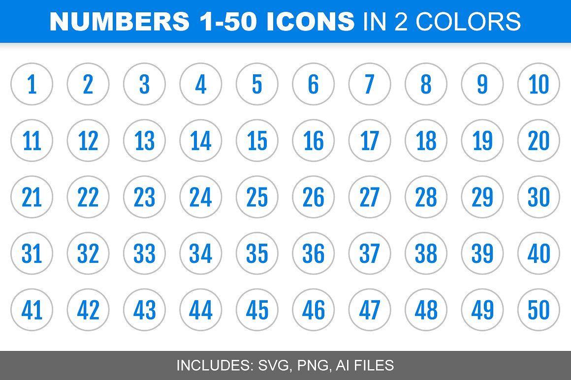 Blue Number 5 Logo - Blue Number Icons 1-50, in 2 Colors by Alfredo on @creativemarket ...