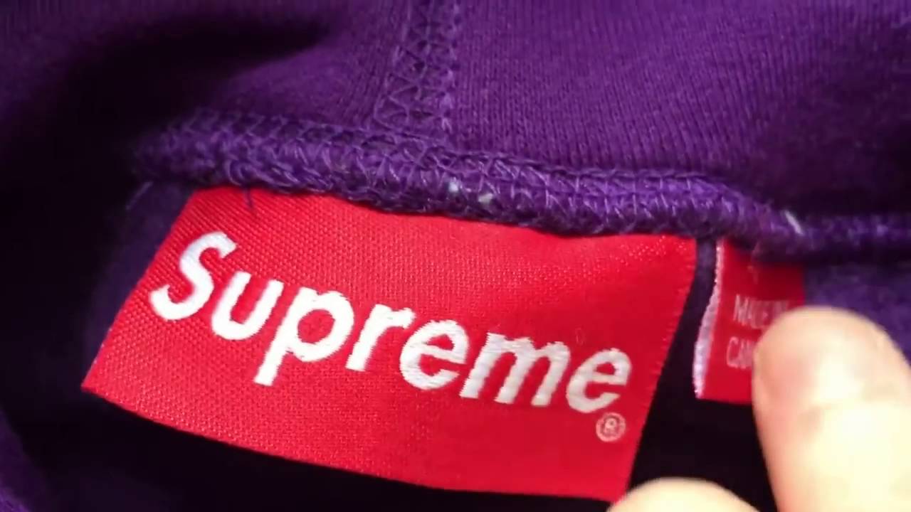 purple on red box logo hoodie