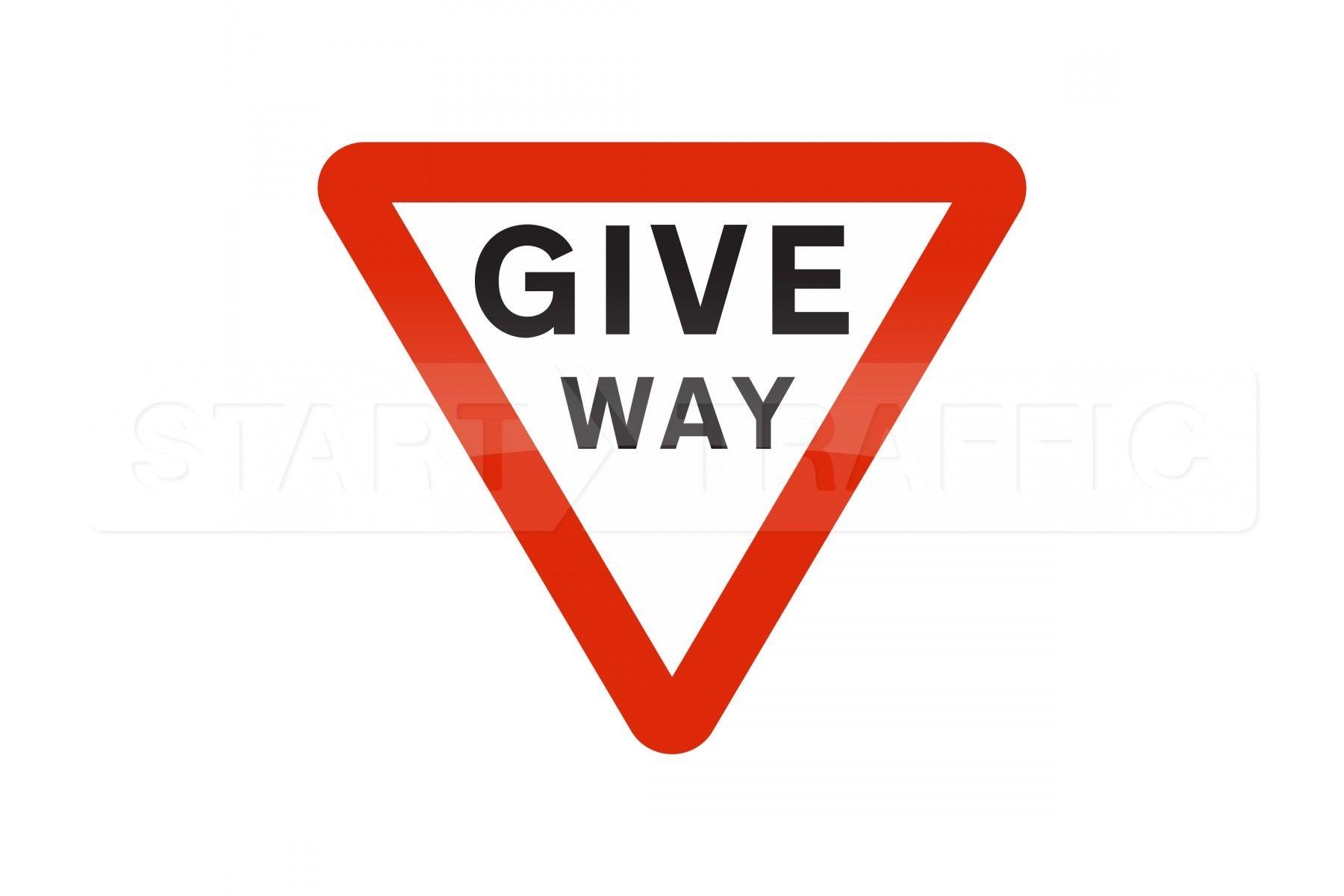 Red Triangle Face Logo - Give Way Road Sign triangular Metal Sign