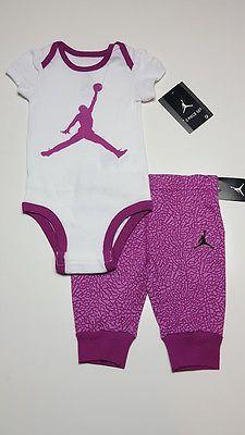 Girl Air Jordan Logo - Nike Air Jordan Logo Baby Girls Romper Bodysuit Pants Set Clothes SZ