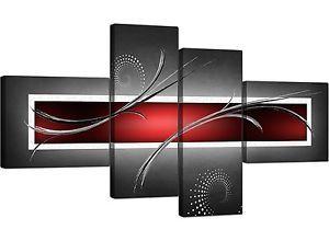 Abstract Red Gray Logo - Large Red Black Grey Abstract Canvas Pictures 160cm XL Wall Art 4091 ...