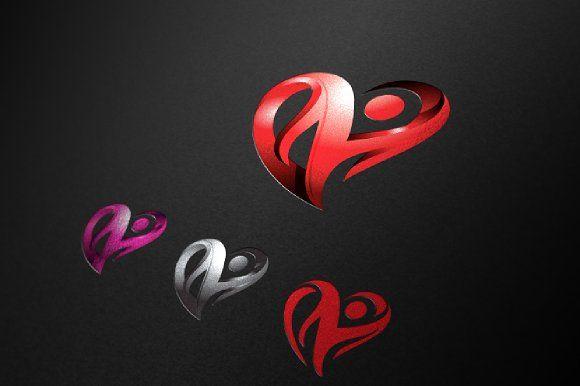 Abstract Red Gray Logo - Heart Abstract 3D Love Logo Logo Templates Creative Market