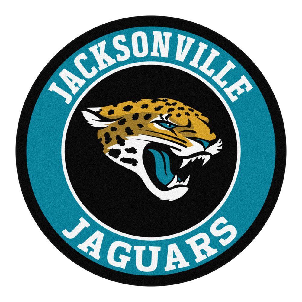NFL Jaguars Logo - FANMATS NFL Jacksonville Jaguars Turquoise 2 ft. x 2 ft. Round Area ...