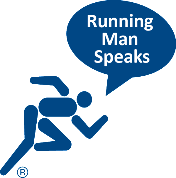 Blue Running Man Logo - Meeting Information / Directions - Running Man Speaks - Club # 3080117