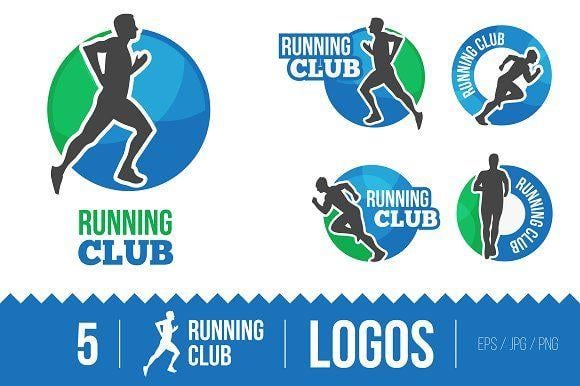 Blue Running Man Logo - Marathon or Running club vector logo ~ Logo Templates ~ Creative Market