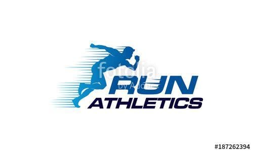 Blue Running Man Logo - Running Man silhouette Logo Designs, Marathon logo template, running