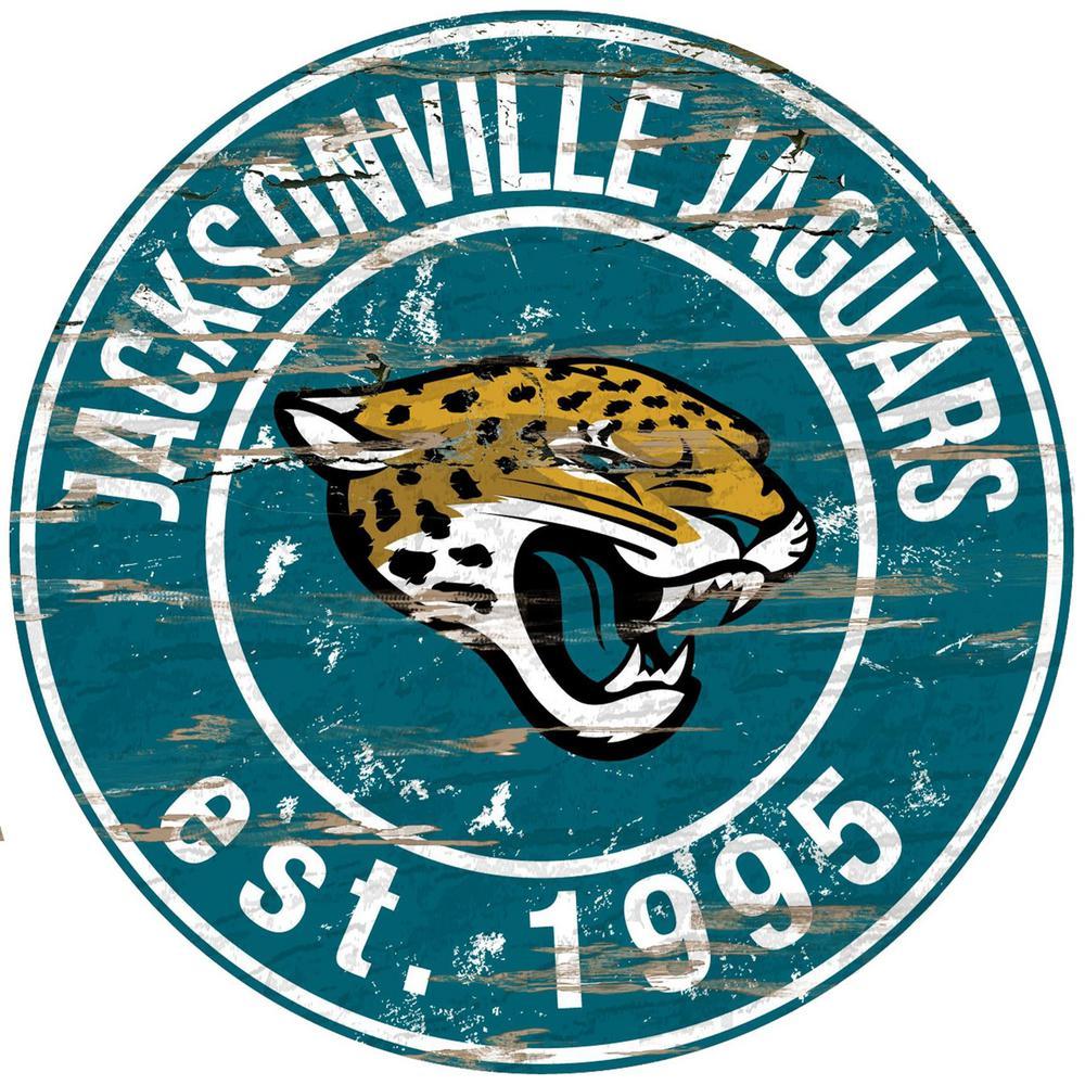 Jacksonville Jaguars Logo - Adventure Furniture 24 NFL Jacksonville Jaguars Round Distressed