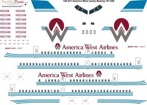 American West Airline Logo - America West 'early' Boeing 757 200
