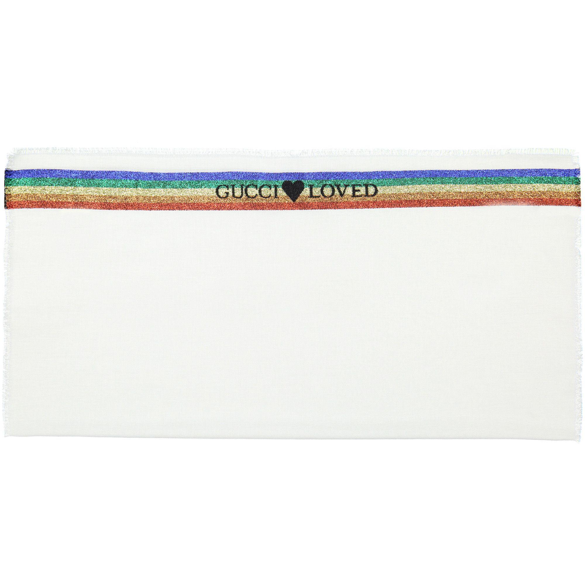 Rainbow Ribbon Logo - Gucci Girls 'Gucci Loved' Scarf with Rainbow Ribbon Logo