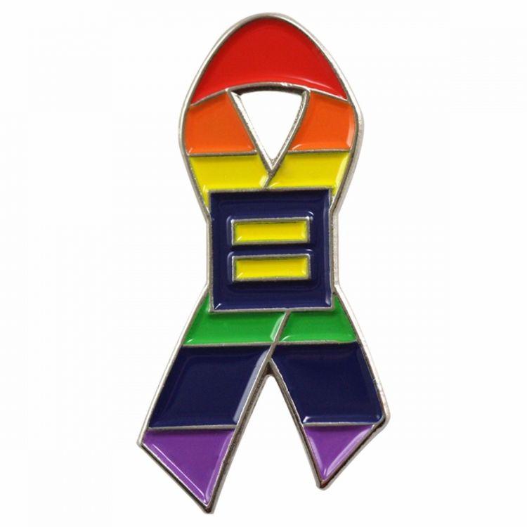 Rainbow Ribbon Logo - HRC | Human Rights Campaign | Rainbow Ribbon Lapel Pin | Pride