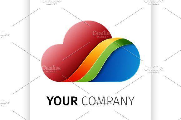 Rainbow Ribbon Logo - Rainbow cloud Logo design ribbon Illustrations Creative Market