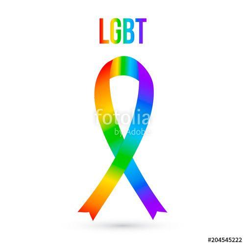 Rainbow Ribbon Logo - Rainbow ribbon vector illustration. LGBT community symbol. Gay pride ...