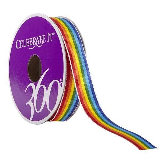 Rainbow Ribbon Logo - 8 Grosgrain Rainbow Ribbon By Celebrate It® 360°™