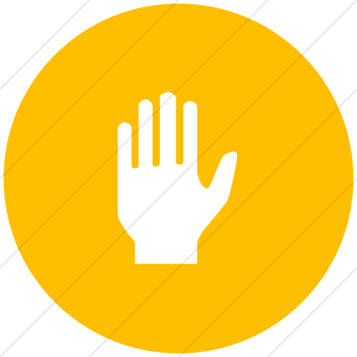 Hand in Yellow Circle Logo - IconsETC » Flat circle white on yellow classica right stop hand 1 icon