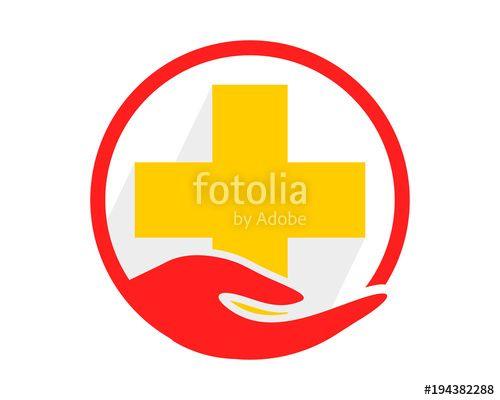 Hand in Yellow Circle Logo - circle hand yellow cross medical medicare pharmacy pharmacist clinic ...