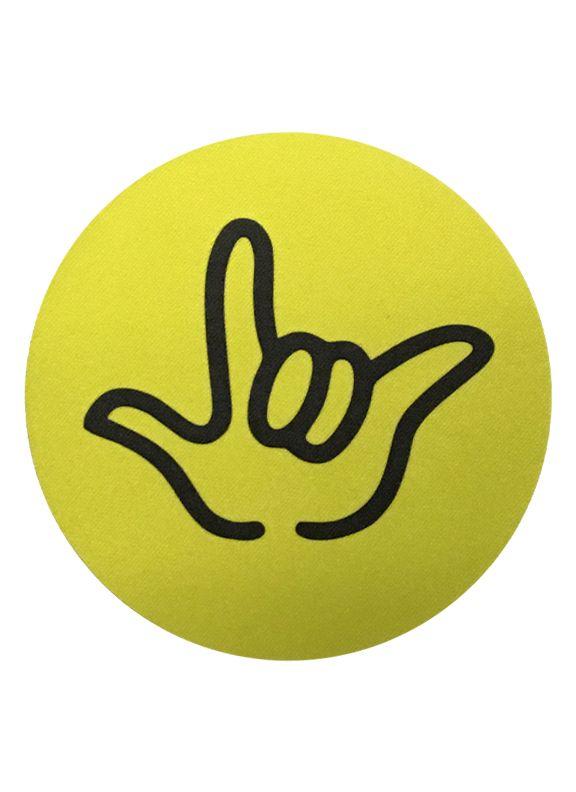 Black and Yellow Hand Logo - DRINK COASTER CIRCLE PAD SIGN LANGUAGE OUTLINE HAND 