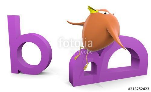 Big Letter B Logo - Funny Bird with big letter B, 3D rendering, isolated, set Stock