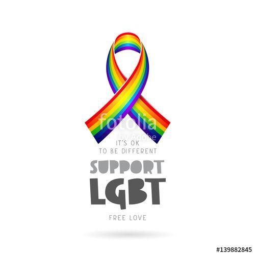 Rainbow Ribbon Logo - LGBT. Lettering. Rainbow ribbon