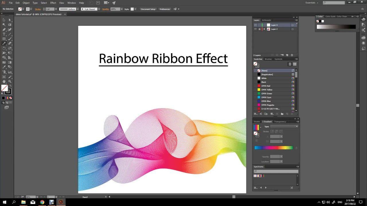 Rainbow Ribbon Logo - rainbow ribbon effect tutorial Illustrator Tutorial