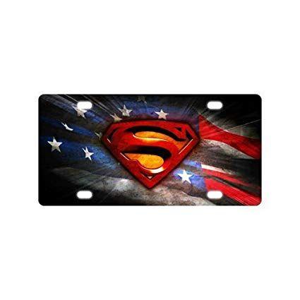 Sports Superman Logo - Amazon.com : Superman Logo US American Flag License Plate : Sports