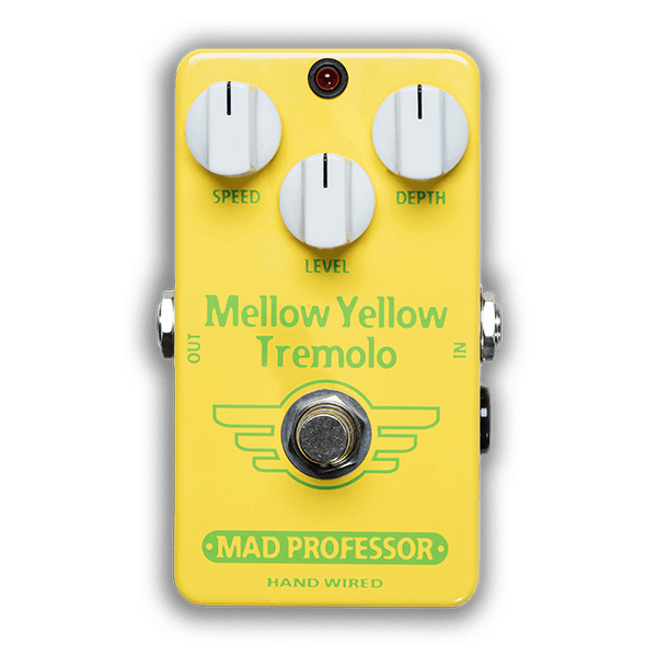 Hand in Yellow Circle Logo - Mellow Yellow Tremolo hand wired by Mad Professor