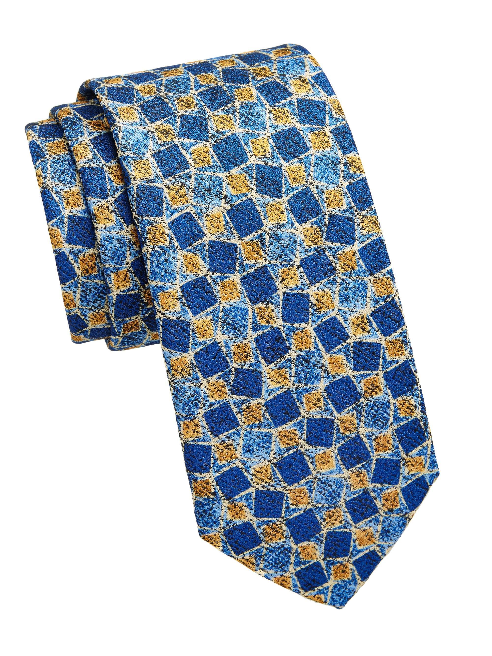 Blue Tilted Square Logo - Saks Fifth Avenue Collection Tilted Square Silk Print Tie in Blue ...