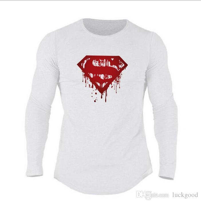 Sports Superman Logo - 2019 Superman LOGO Fitness Sports Long Sleeve T Shirt Men'S Spring ...