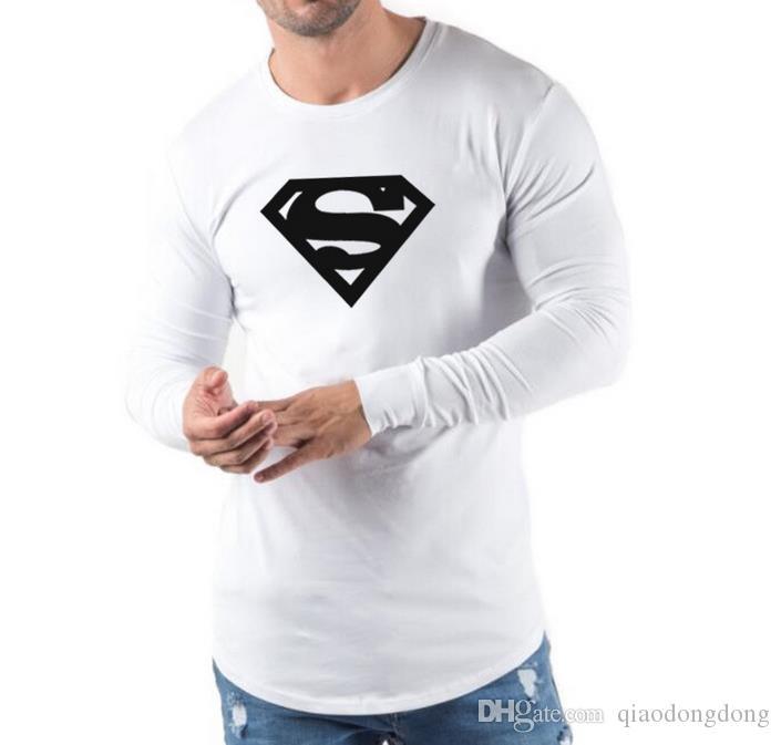 Sports Superman Logo - 2019 2019 Hot Gym Superman LOGO Sports Fitness Long Sleeve T Shirt ...